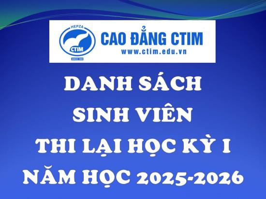 Danh sách sinh viên thi lại học kỳ 1 năm học 2025-2026